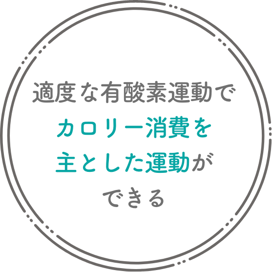 適度な有酸素運動でカロリー消費を主とした運動ができる