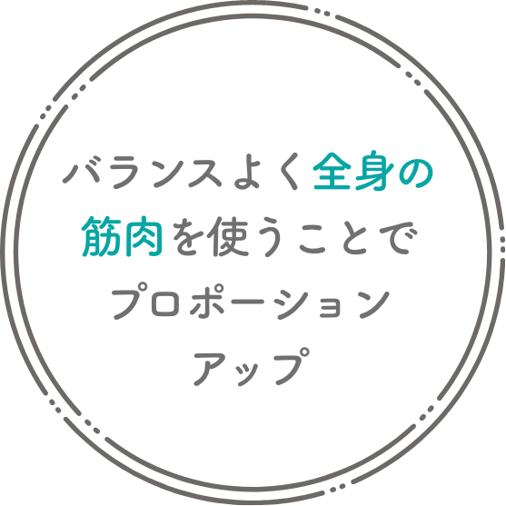 バランスよく全身の筋肉を使うことでプロポーションアップ