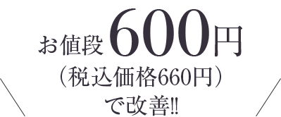 お値段600円（税込価格660円）で改善！