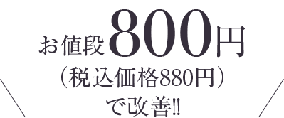 お値段800円（税込価格880円）で改善！